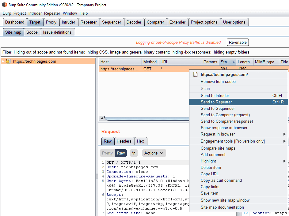 burp suite repeater issues in mac