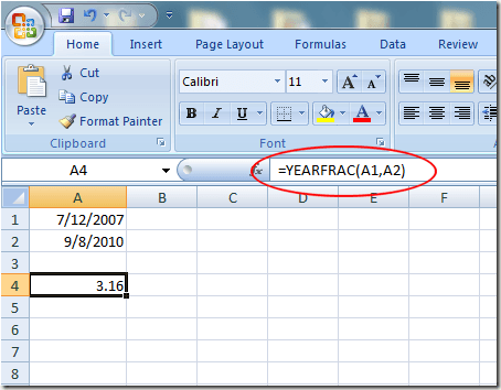 Como usar la funcion YEARFRAC en Excel