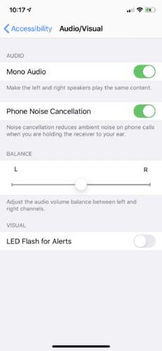 Configuracion del iPhone en audio mono para un sonido equilibrado