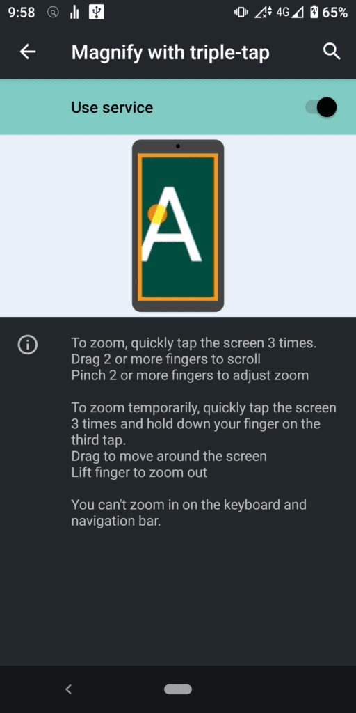Habilitar el zoom de triple toque en Android