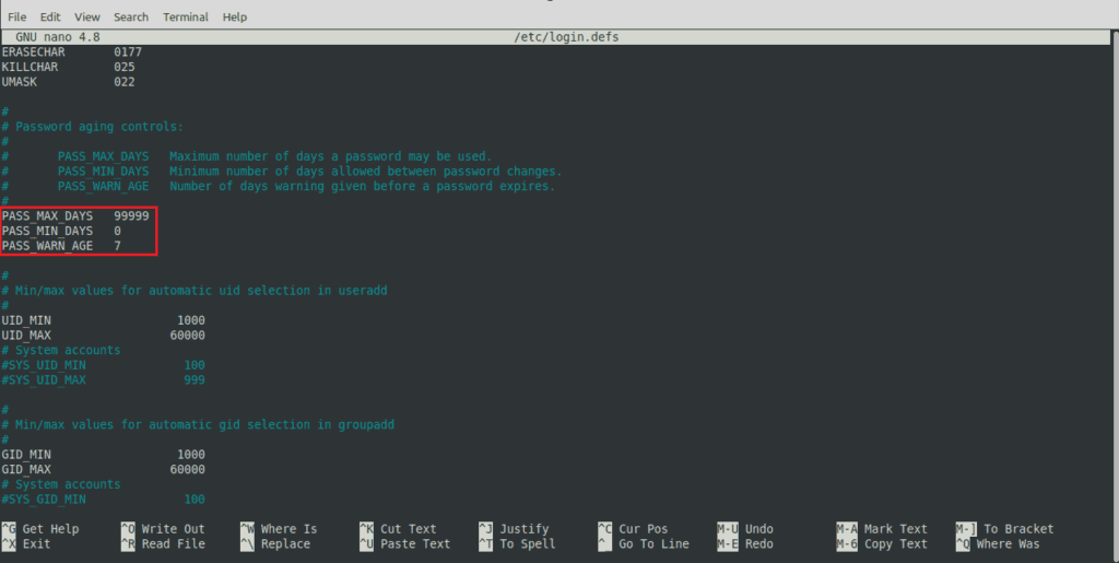 Linux Como configurar los ajustes predeterminados de caducidad de la