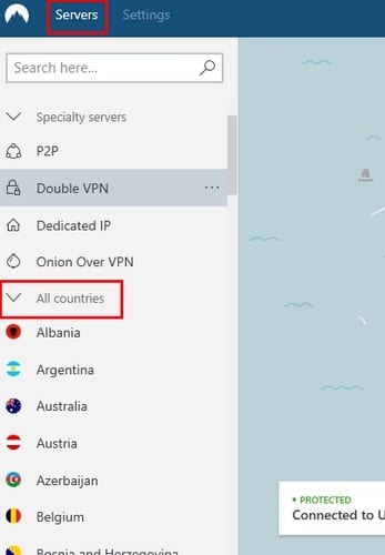 NordVPN Como cambiar de servidor