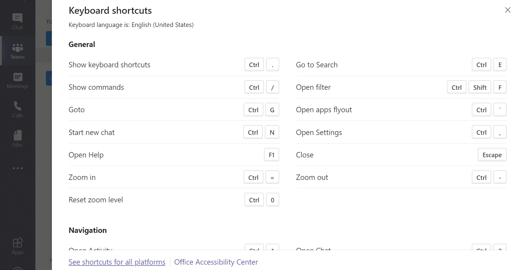 Atajos de teclado de equipos de Microsoft