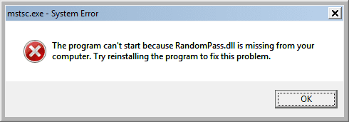 Se corrigio el error RandomPassdll no se encuentra en su