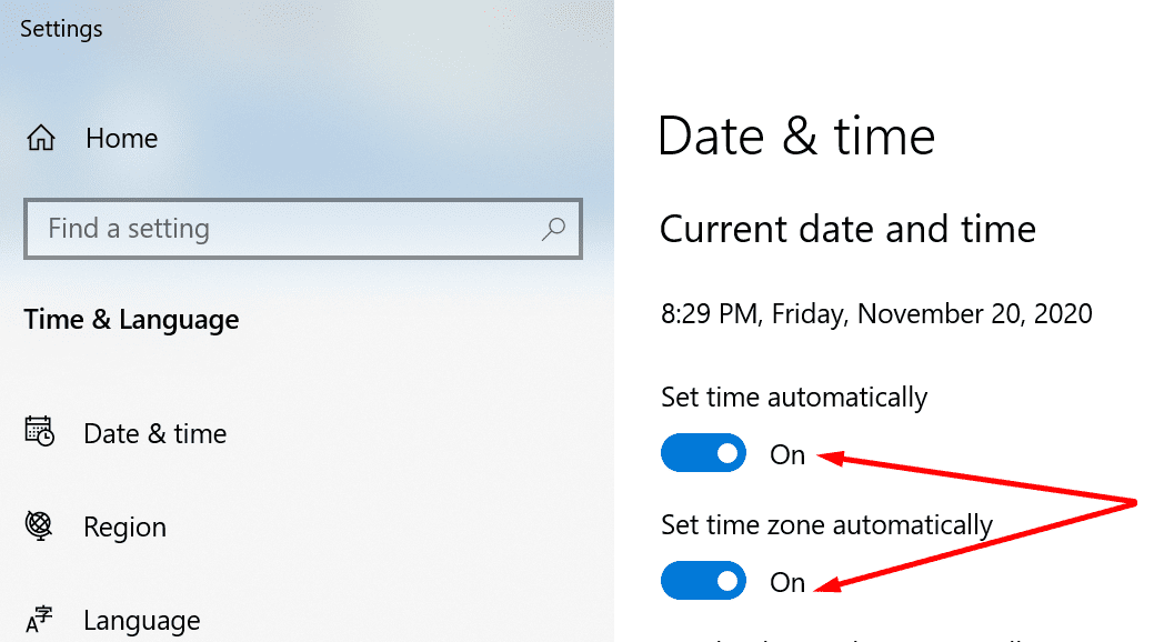 establecer la fecha y la hora automáticamente windows 10