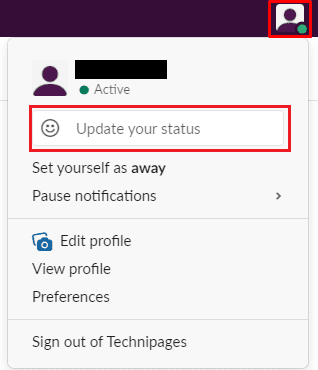 Slack como configurar su estado