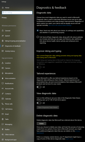 Windows 10 configurar datos de diagnostico