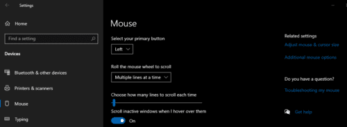 Windows 10 configure el mouse para que se ajuste a