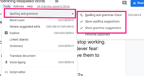 ¿Por qué Google Docs no subraya las palabras mal escritas?