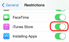 Restricción de IOS iTunes Store