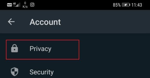 Configuración de privacidad de la cuenta de Android