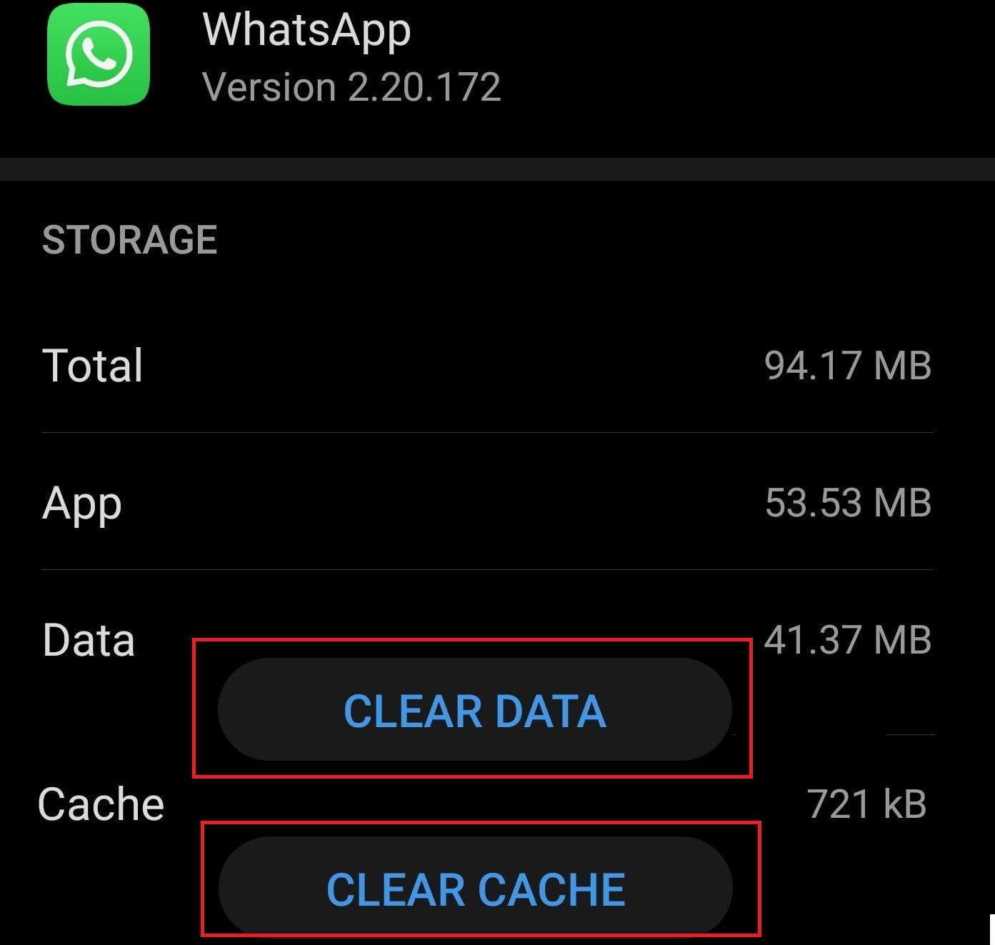 borrar caché de whatsapp