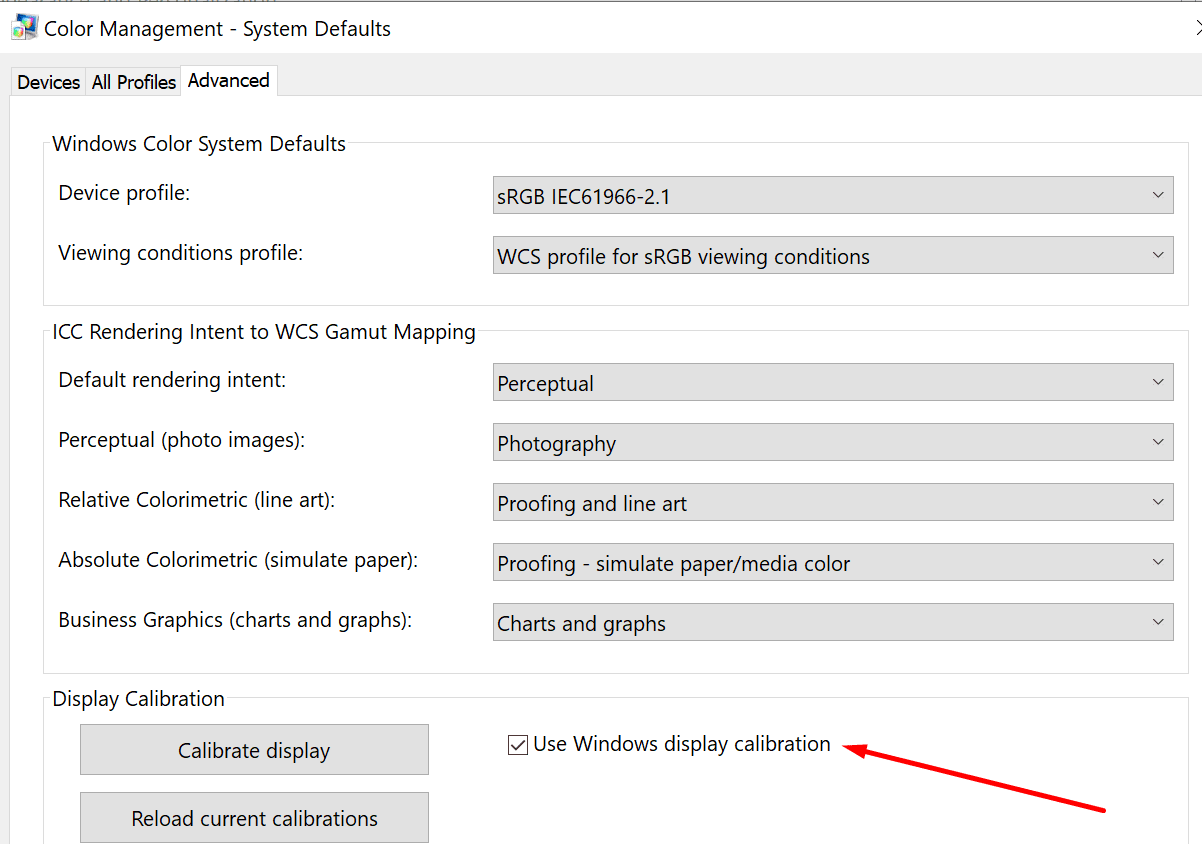 utilizar la calibración de pantalla de Windows