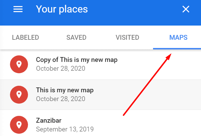 rutas guardadas google maps