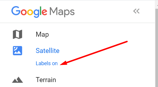 satélite de google maps eliminar etiquetas