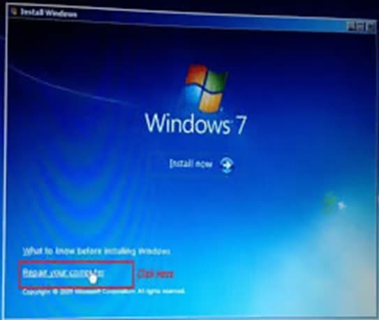 Utilice el disco de instalación de Windows 7