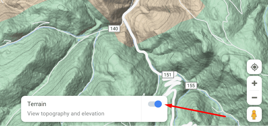 Google Maps muestra la topografía y la altitud.