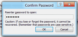 Word 2010 confirma la contraseña establecida en el documento