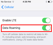 roaming de datos de iphone