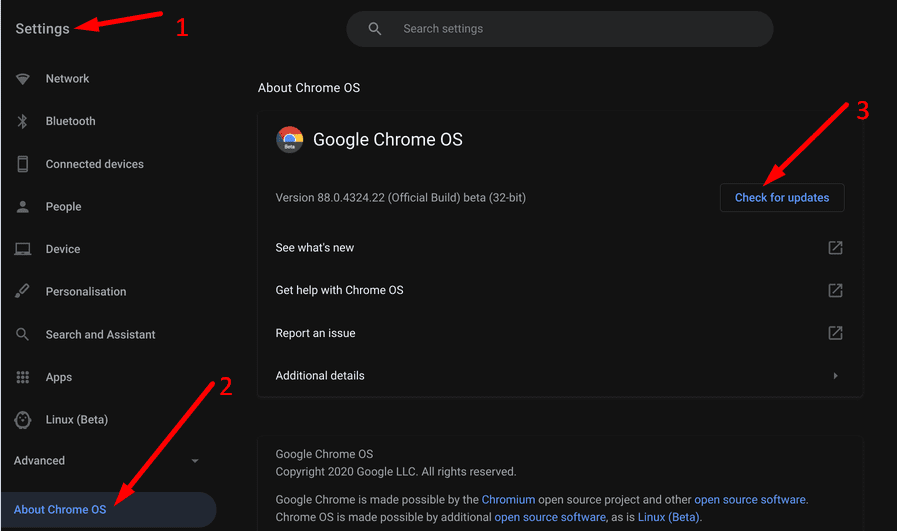 actualizar Chrome OS