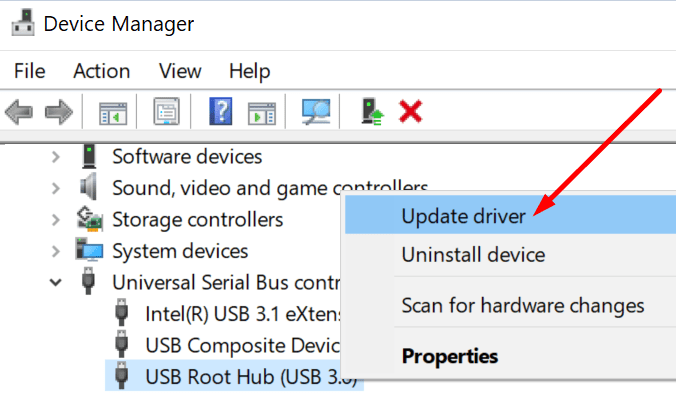 actualizar controlador usb windows 10