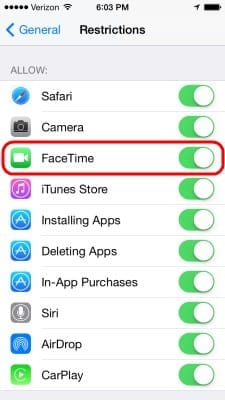 Activar el icono de Facetime