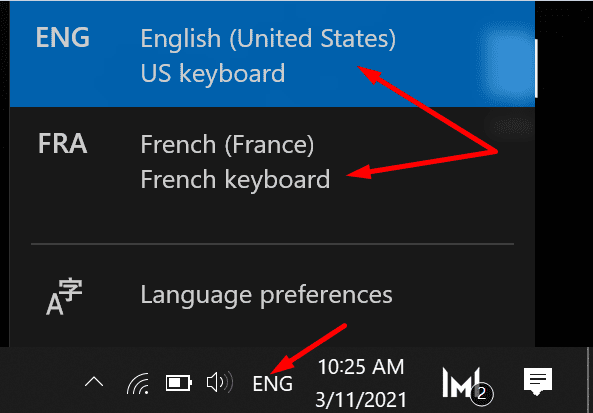 configuración de idioma del teclado