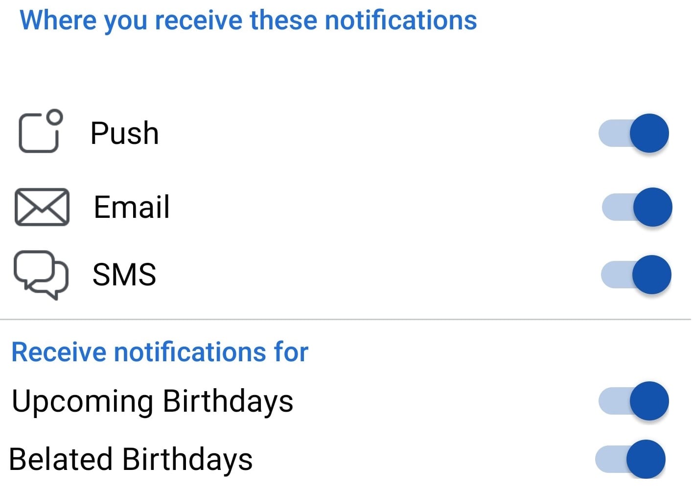 activar o desactivar las notificaciones de cumpleaños de Facebook