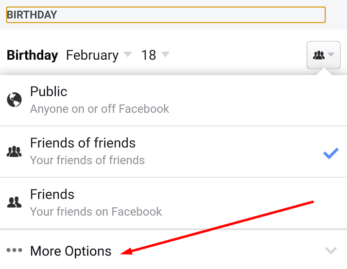 facebook cumpleaños más opciones