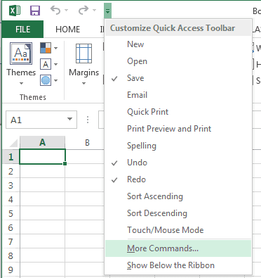 Opción de Excel Más comandos