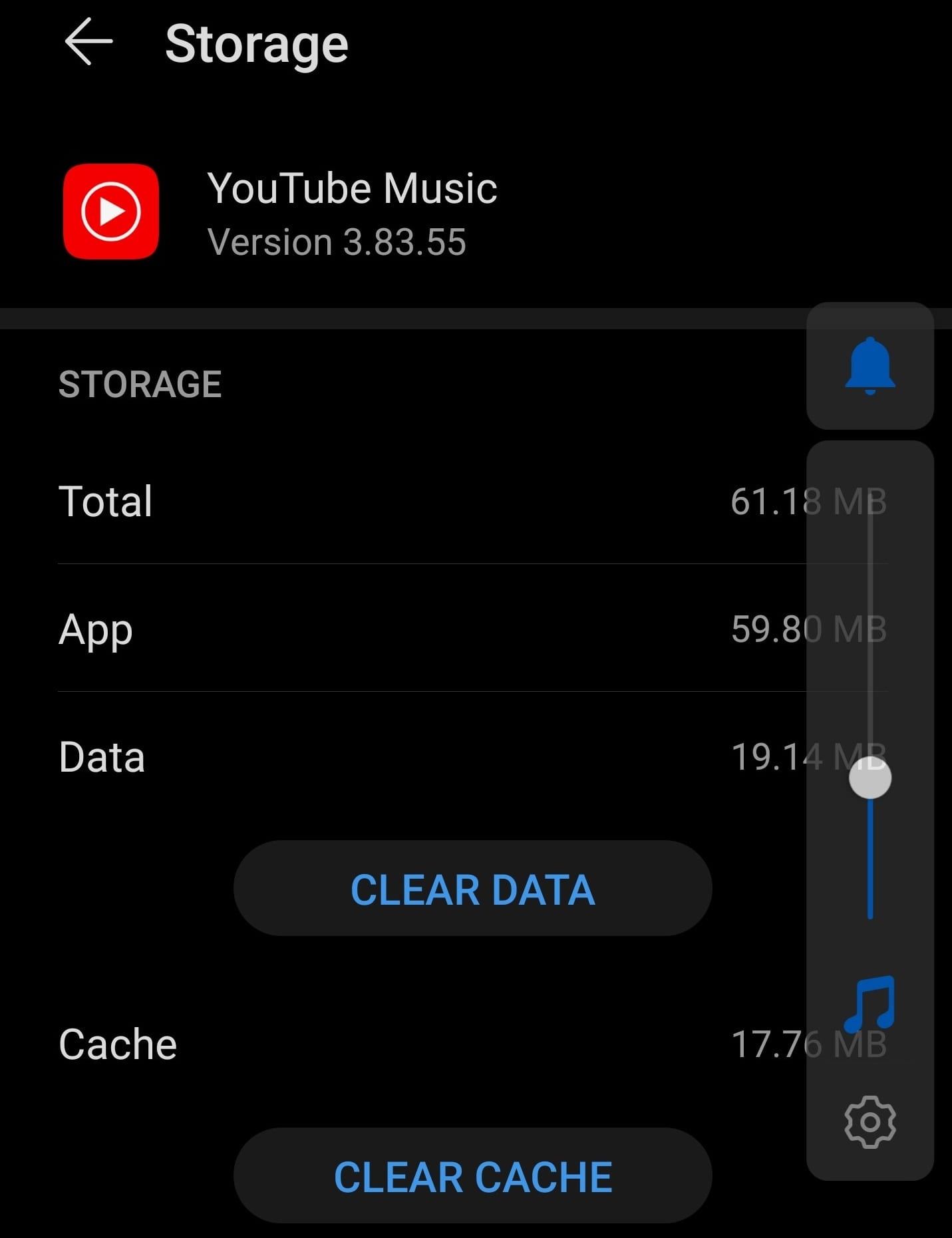 youtube music borrar caché