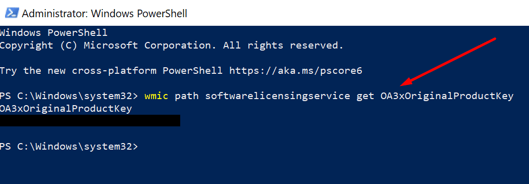 obtener la clave de producto de Windows 10 PowerShell