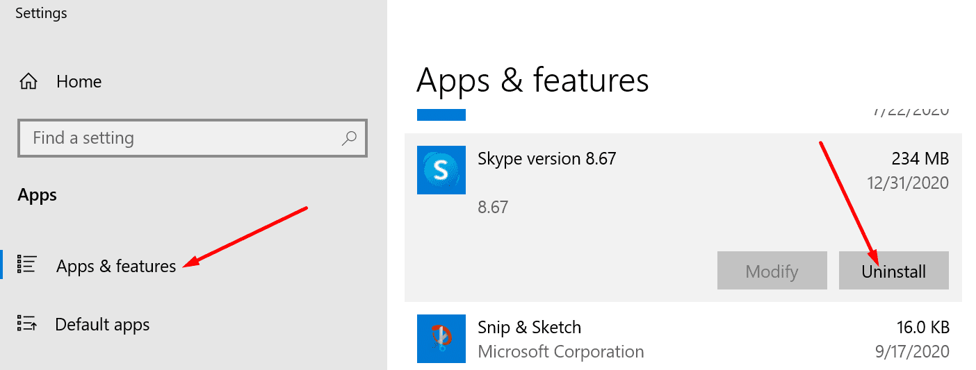 eliminar la aplicación de skype
