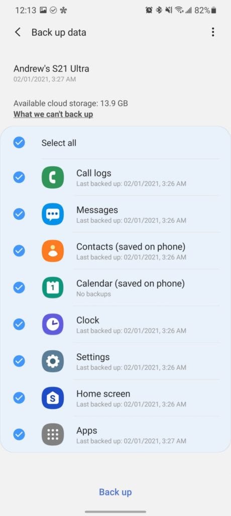 Copia de seguridad del Galaxy S21 3