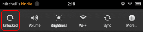 La rotación de la pantalla de Kindle Fire está desbloqueada