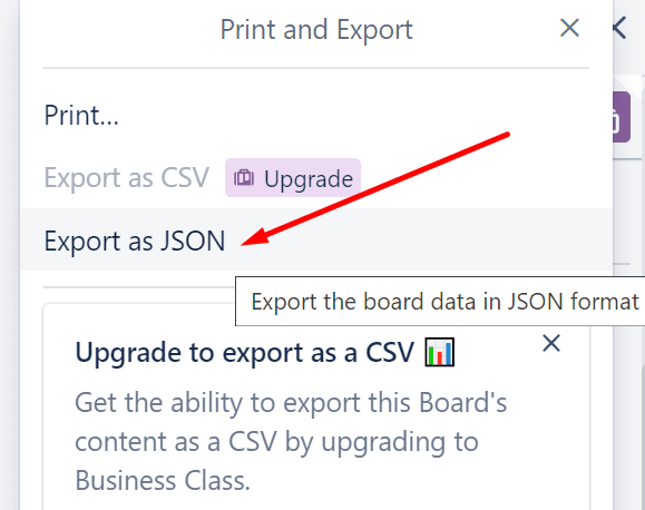 exportar trello como json