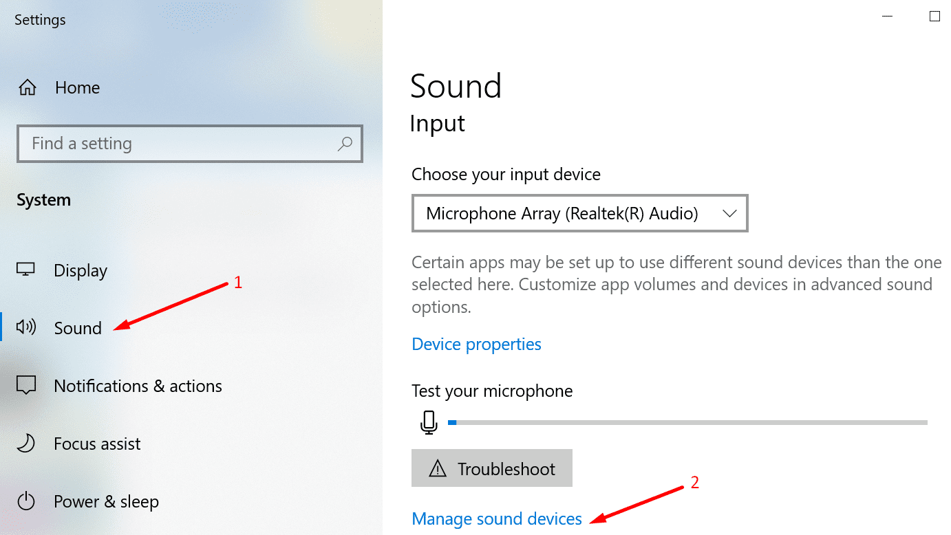 administrar dispositivos de audio de Windows 10