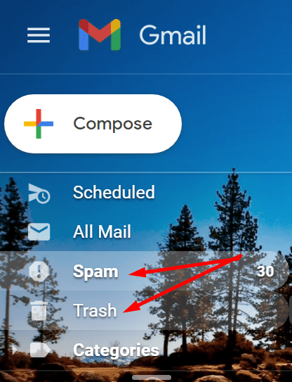eliminar la papelera de correo no deseado de gmail
