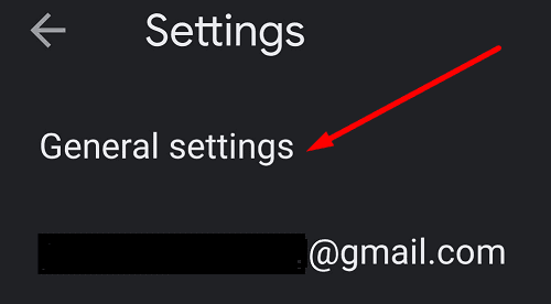 configuración general de la aplicación Gmail