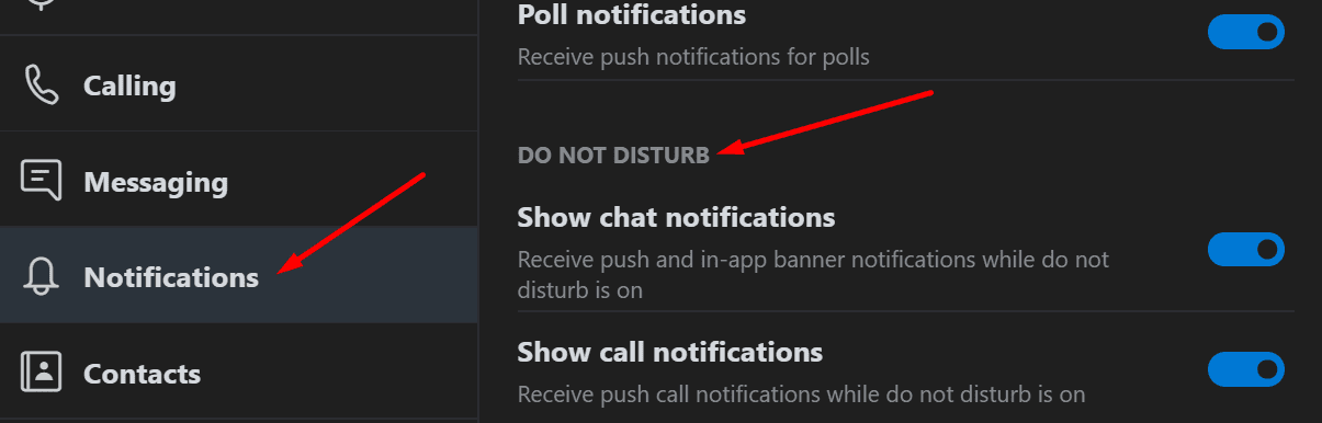 las notificaciones de skype no molestan