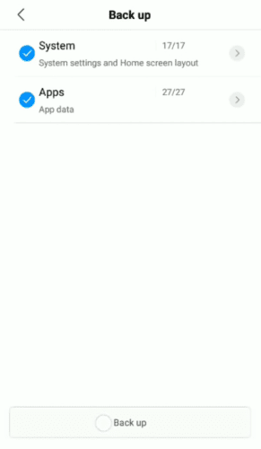 Xiaomi - sistema de respaldo