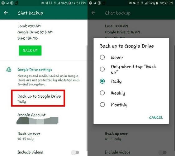 whatsapp google drive backup iphone