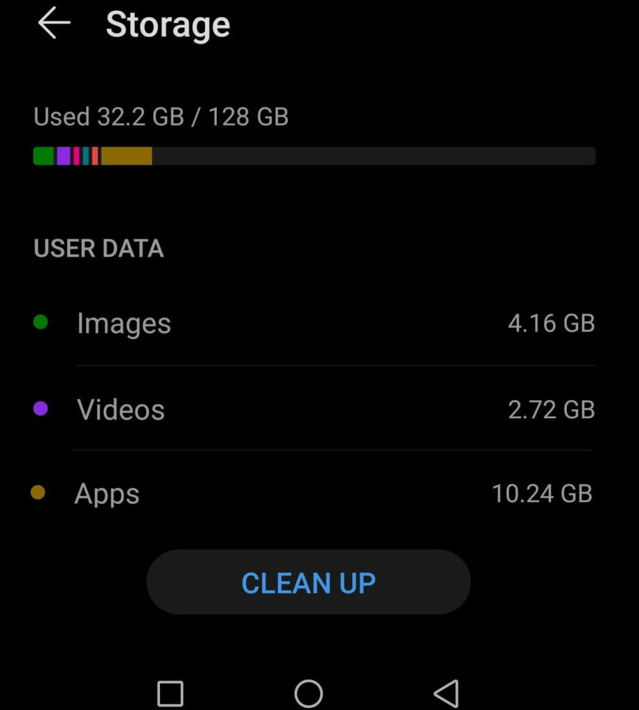 botón de limpieza de almacenamiento de Android