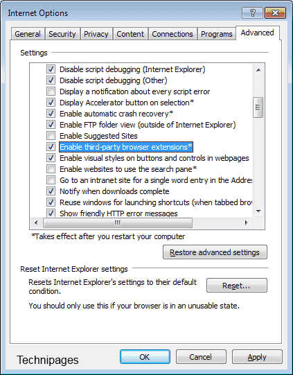 Habilite la configuración de extensiones de navegador de terceros