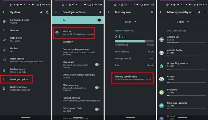 Android 10: Cómo comprobar la cantidad de memoria utilizada por las aplicaciones