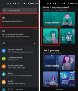 Android 10: Cómo tomar una captura de pantalla con tres dedos