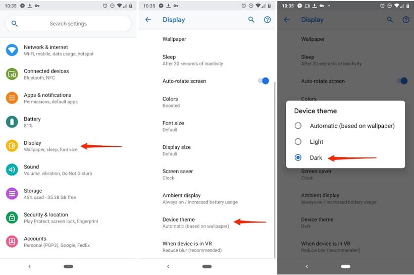 C:  Users  Md. Rashedul Kabir  Desktop  technipages.com  Cómo usar el modo oscuro de Android Pie para ahorrar batería