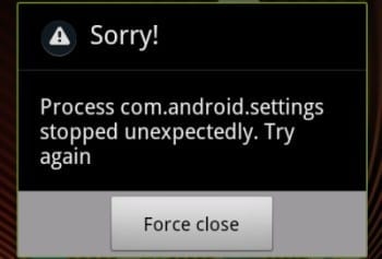 Android: se corrigió el error "El proceso com.android.settings terminó inesperadamente"