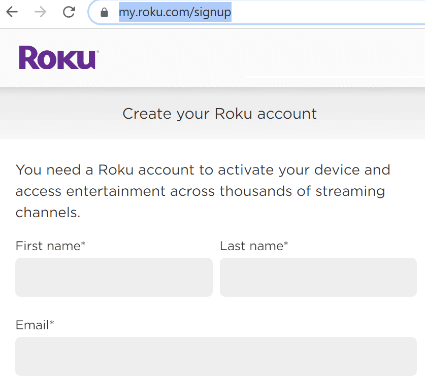 crear una cuenta roku