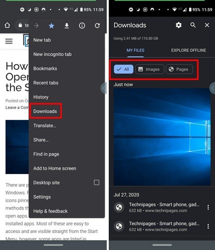 Cómo acceder a sus descargas de Chrome en Android 10